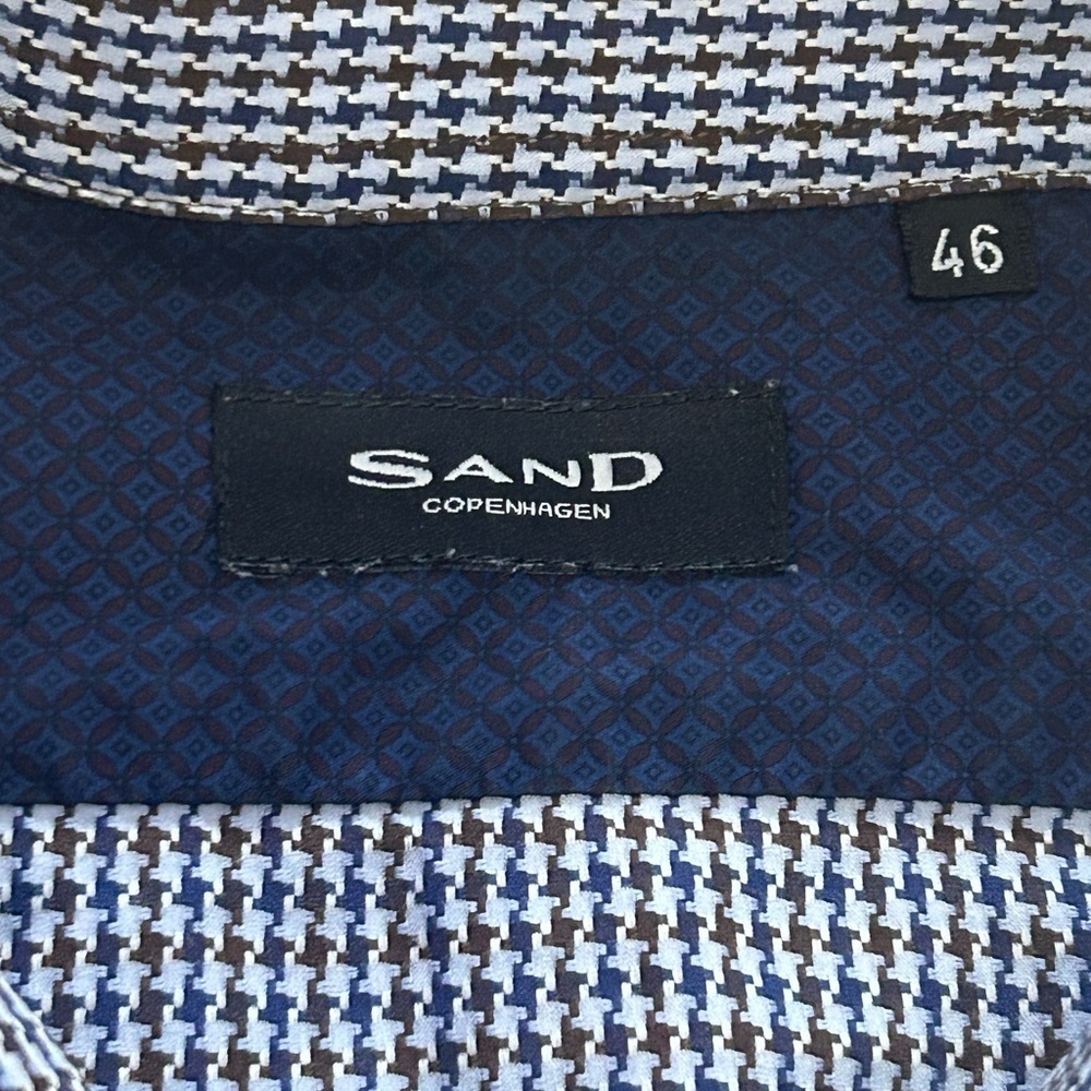 Sand Copenhagen Men’s Size 46 Houndstooth Check Shirt - Picture 3 of 6